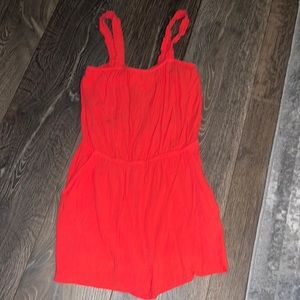 Womens express pocketed coral pink romper